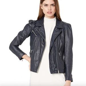 NWT Rebecca Taylor Navy Leather Biker Jacket - XS
